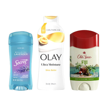 Save $4.00 on any TWO (2) Secret, Old Spice or Gillette Deodorants, Olay or Old Spice Body Wash or Lotion AND/OR Olay Bar Soap