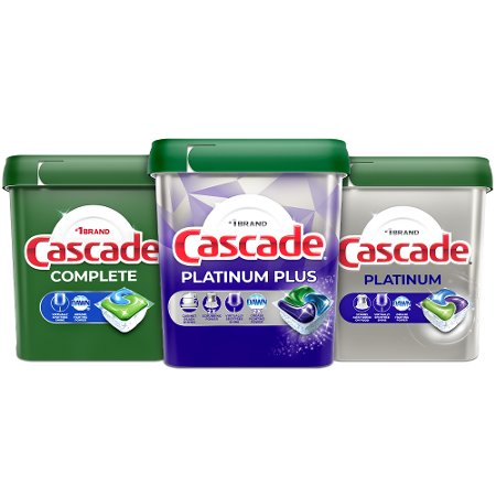 Save $4.00 on ONE Cascade Platinum Plus 47-62ct, Platinum 59-71ct, OR Complete 78-100ct Dishwasher Detergent (exclude travel/trial size).