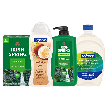Save $3.50 on any TWO (2) Irish Spring or Softsoap Body Washes, Bar Soap Multipacks or Liquid Hand Soap Refills