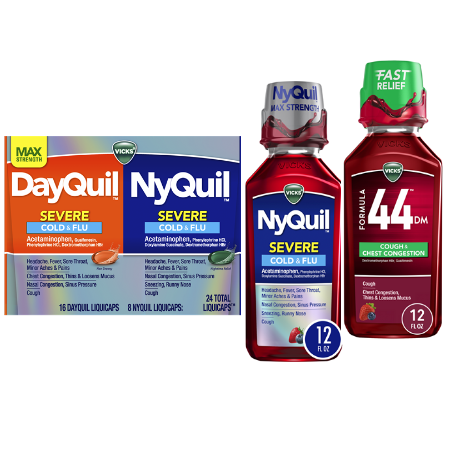 Save $1.50 on any ONE (1) Vicks DayQuil, NyQuil or Formula 44 12 oz or 24-48 ct OR Kids 8 oz 2 pack