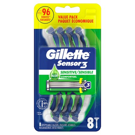 Save $3.00 on ONE Gillette Disposable Razor (excludes Gillette Black, Sensor 3 Hybrid, Gillette Refillable Handles, Gillette Blade Refills, Venus Prod