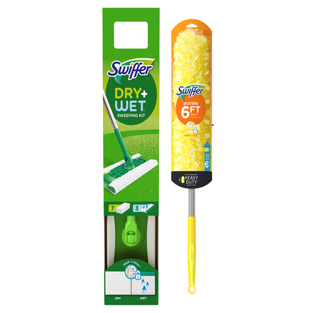 Save $10.00 on TWO Swiffer PowerMop, Sweeper Deluxe, Sweeper XL, 3ft or 6ft Duster Starter Kits OR Swiffer Refill (includes 20ct or larger Dry and Wet