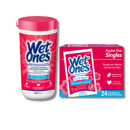 Save $0.75 on any ONE (1) Wet Ones® Hand Wipes Cannister or Singles