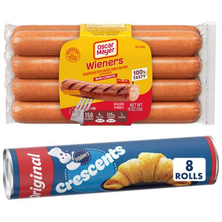 Save $2.50 when you buy ONE (1) package Oscar Mayer Hot Dogs AND ONE (1) Pillsbury&trade; Crescent Rolls (8ct)