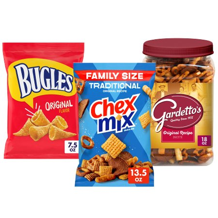 SAVE 75&cent; on 2 Chex Mix&trade;, Bugles&trade;, Gardetto's&trade;