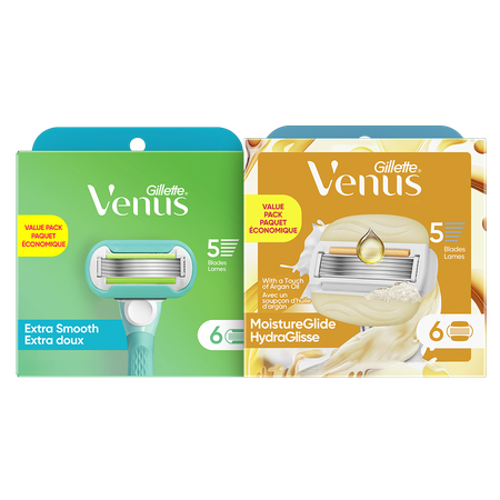 Save $5.00 on ONE Venus Cartridge refill pack 4ct and up, and Sensitive Glide Aloe Bloom 3ct and up (excludes 1-3ct cart refills, Smooth 4ct, Venus Pu