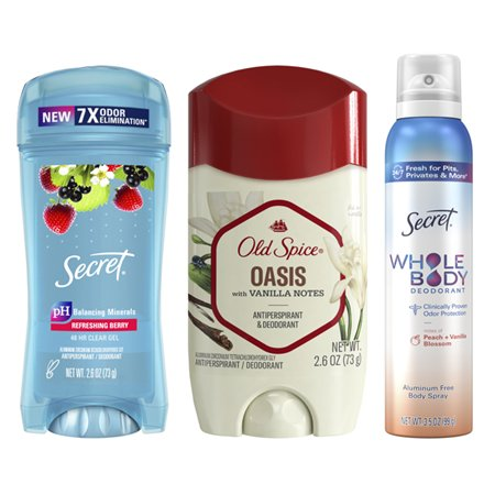Save $3.00 on any TWO (2) Secret, Old Spice or Gillette Deodorant or Spray 1.6-7.6 oz AND/OR Old Spice Body Wash 18-30 oz (excludes trial/travel size)