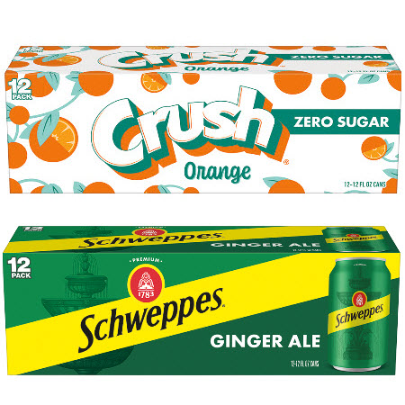 Save $1.50 on any TWO (2) 12pk 12oz Crush, Schweppes, Starry, Mug, and Brisk