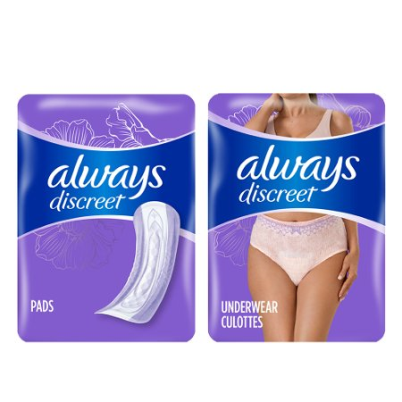 Save $3.00 on ONE Always Discreet 120ct, 111ct Liners, 26ct, 28ct, 33ct, 34ct, 39ct, 48ct, 54ct, 57ct, 66ct Pads OR 12-19 ct Underwear OR Always Discr