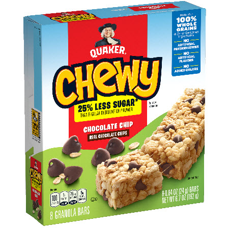 Save $1.00 on any ONE (1) Quaker Chewy Bars 6.5-15.26-oz