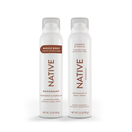 Save $7.00 on TWO Native Deodorant Sprays (excludes trial/travel size).