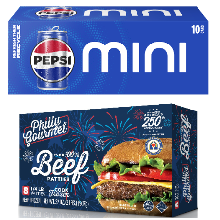 Save $5.00 when you buy ONE (1) PEPSI mini cans 10pk and ONE (1) PHILLY BURGER Multipack