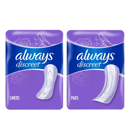 Save $1.50 on ONE Always Discreet Liners (44ct, 48ct) OR Always Discreet Pad (20ct, 30ct).