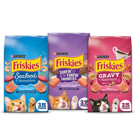 Save $1.50 on any ONE (1) 3.15lb bag of Friskies® Dry Cat Food