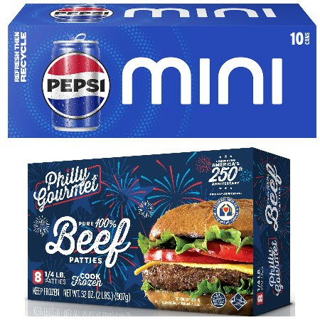 Save $5.00 when you buy ONE (1) PEPSI mini cans 10pk and ONE (1) PHILLY BURGER Multipack