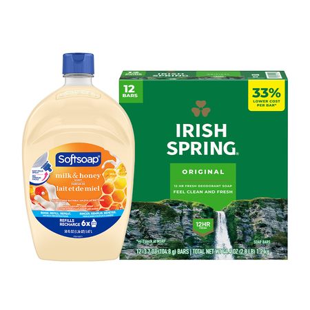 Save $2.00 on any ONE (1) Softsoap Liquid Hand Soap Refill (50oz ONLY) or Irish Spring Bar Soap Multipack (6ct or larger)