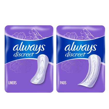 Save $1.00 on ONE Always Discreet Liners (44ct, 48ct) OR Always Discreet Pad (20ct, 30ct).
