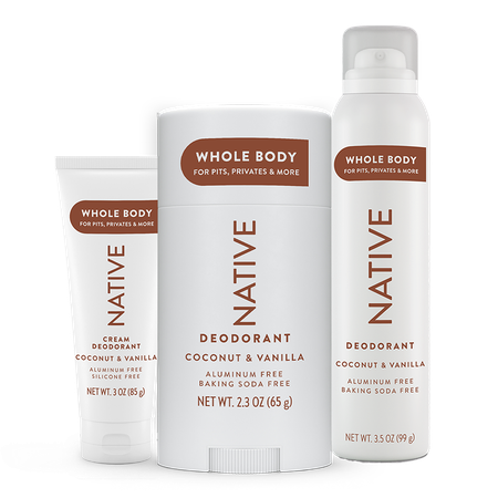 Save $7.00 on TWO Native Whole Body Deodorant Cream, Whole Body Deodorant Spray, or Whole Body Deodorant (excludes Liquid Hand Soaps and trial/travel