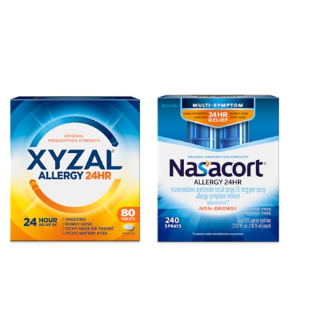 Save $10.00 on Nasacort 240 Sprays+ or Xyzal 80ct+ Product