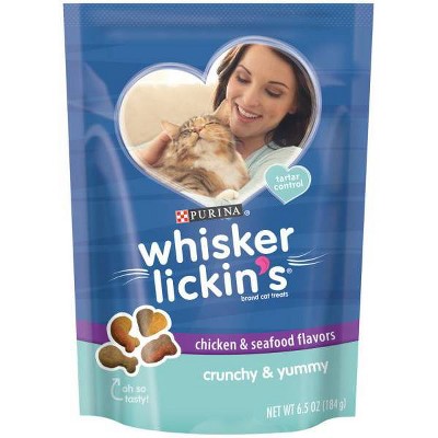 25% off 6.5-oz. Purina Whisker lickin's chicken & seafood flavors crunchy cat treats