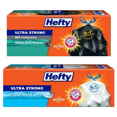Save $1.00 on any ONE (1) Hefty Trash Bag, 13 gal or larger, 10 ct or higher