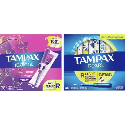 Save $1.50 ONE Tampax Radiant Tampons or Pure Cotton Tampons (14 - 24 ct) (excludes trial/travel size).