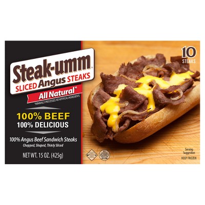 10% off 15-oz. Steak-umm frozen sliced angus steaks