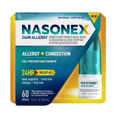 Nasonex 24HR Non Drowsy Mometasone Furoate Allergy Medicine Nasal Spray - 60 Sprays at $12.79