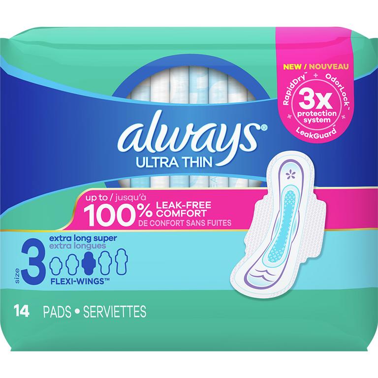 Save $3.00 TWO Always Maxi and Ultra Thin Pads (14-or higher), Always Radiant, Infinity or Pure Cotton Pad (18-or higher), Always Liners (30 ct or higher), Always ZZZ (7ct) (excludes Always Infinity 18 ct, travel/trial, and Always Discreet).