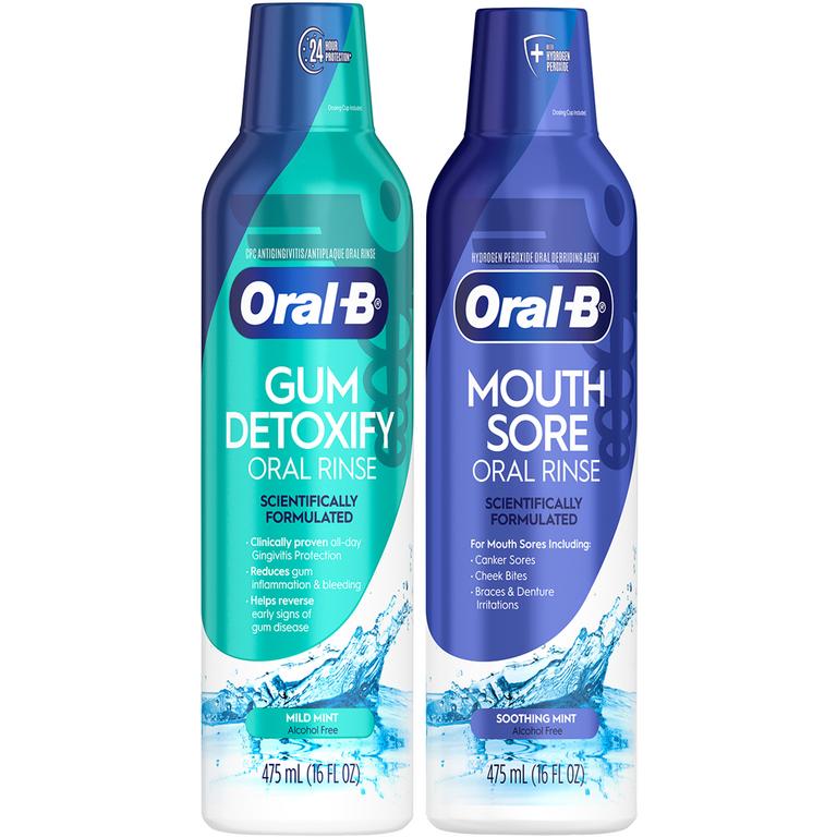 Save $2.00 TWO Oral-B 475 mL (16 oz) or larger Mouthwash (excludes trial/travel size).