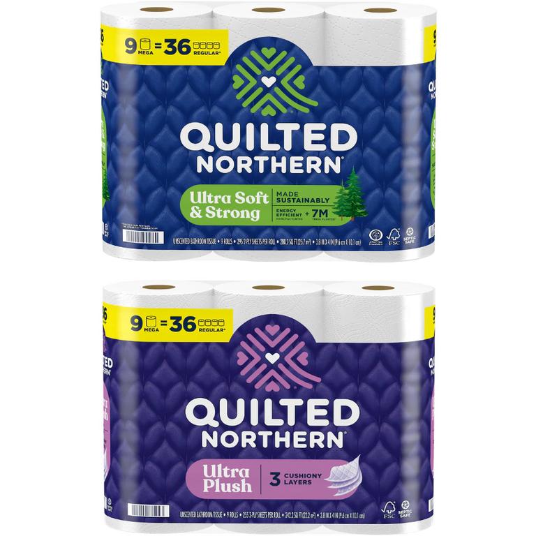 Save $0.50 off any ONE (1) package of Quilted Northern® bath tissue, 9 Mega Roll