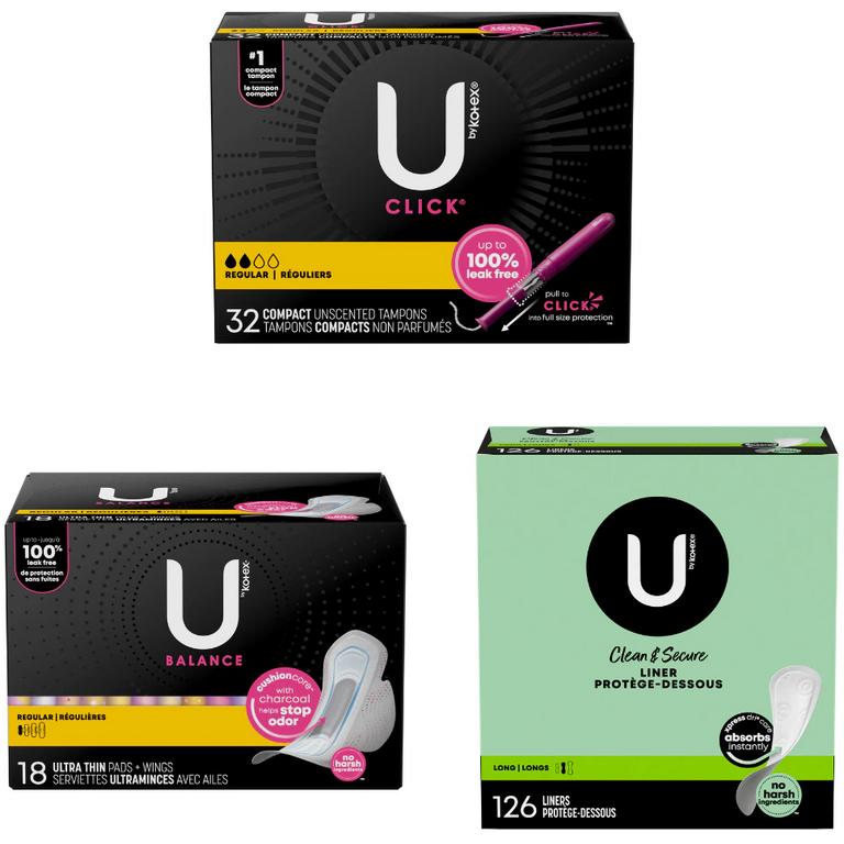 Save $4.00 on any TWO (2) U by Kotex Pads, Liners, or Tampons
