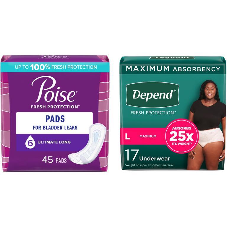 Save $5.00 when you buy ONE (1) Poise® or Depend® packages, $20 or over