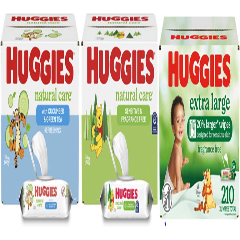 $0.50 off 1 off ONE (1) package of Huggies® Natural Care®, Simply Clean®,Skin Essentials®, Extra Large, Calm or Nourish Baby Wipes (112ct. or higher)