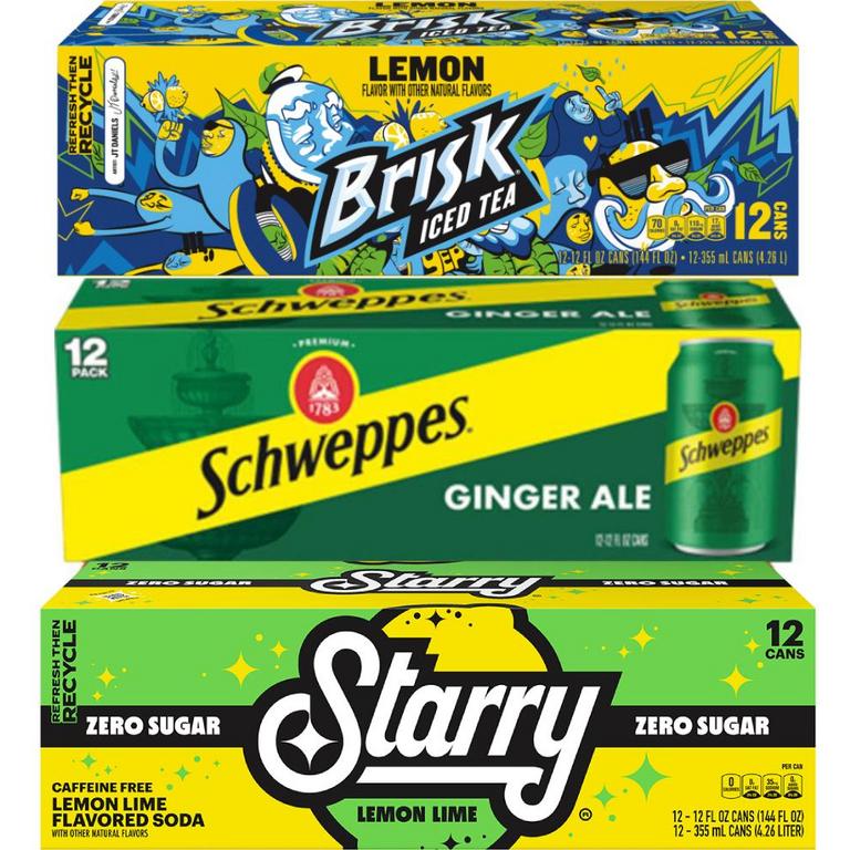 $1 off 3 WHEN YOU BUY ANY THREE (3) PARTICIPATING SCHWEPPES®, CRUSH®, MUG®, STARRY®, OR BRISK® 12OZ 12PKS