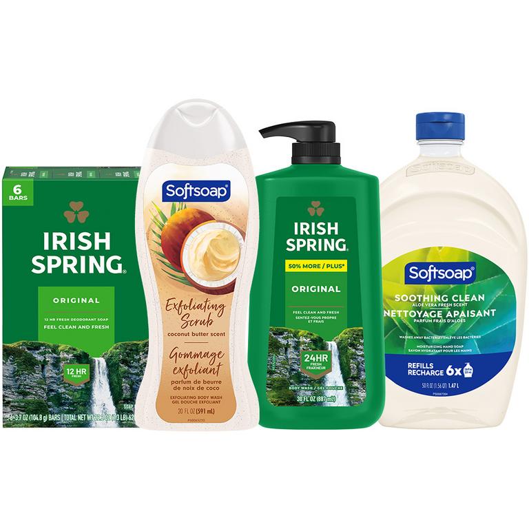 $3.50 off 2 On any TWO (2) Irish Spring or Softsoap Body Washes (20oz or larger), Irish Spring Bar Soap Multipacks (6ct or larger) or Softsoap Liquid Handsoap Refills (50oz ONLY)