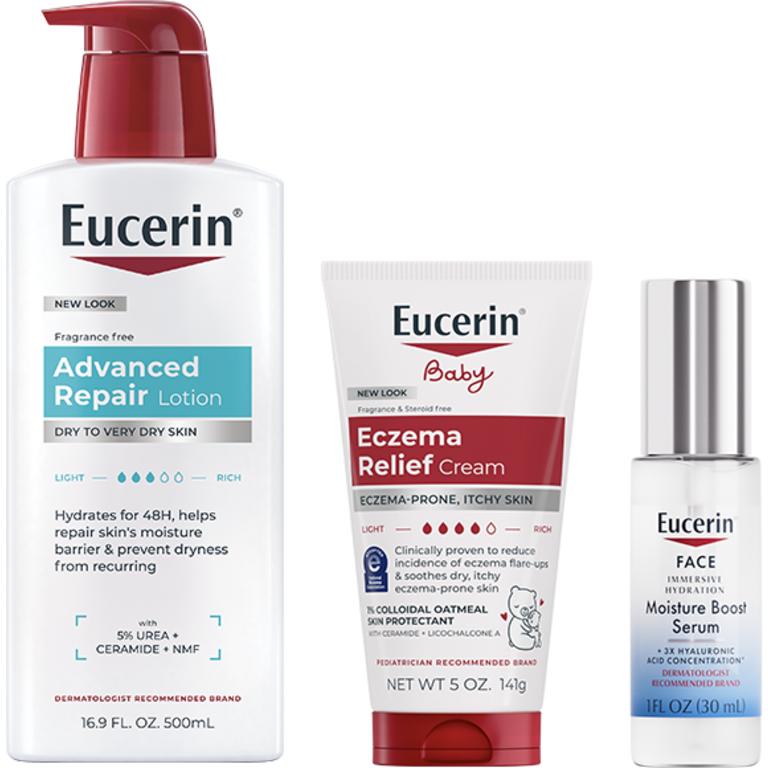 $3 off 1 on any* ONE (1) Eucerin® Body, Baby, Sun or Face Products. *Excludes travel/trial, Body Products under 5oz, and Radiant Tone products.