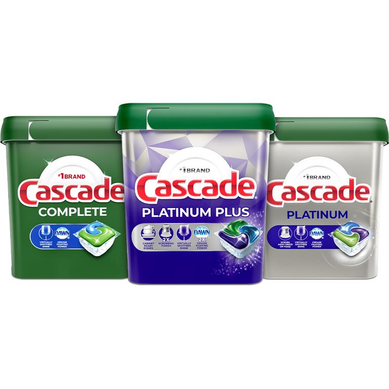 $2 off 1 ONE Cascade Platinum Plus 19ct or Larger, Platinum 26ct or Larger, or Complete 33ct or Larger Dishwashing Detergent (excludes travel/trial size).