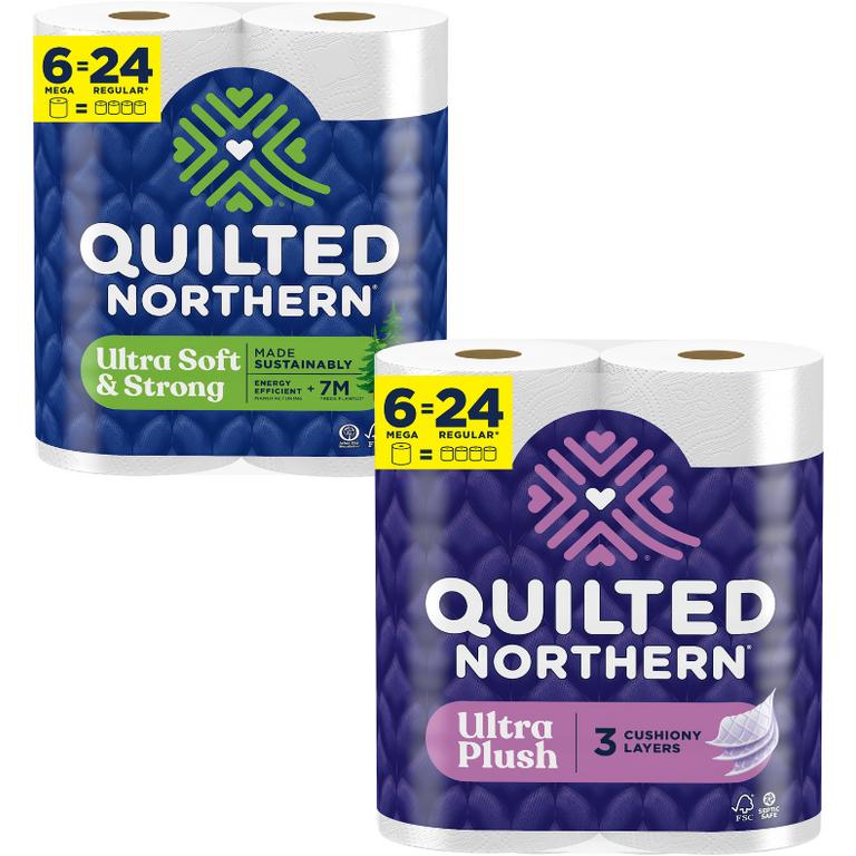 $1 off 1 Save $1.00 off any ONE (1) package of Quilted Northern® Bath Tissue, 6 Mega roll or larger