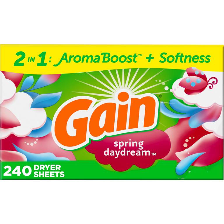 $2 off 1 ONE Gain Sheets 240 ct (excludes Gain Rinse, Gain Flings, Gain Liquid/Powder Laundry Detergent, Gain Essential Oils, Gain Ultra Flings and trial/travel size).