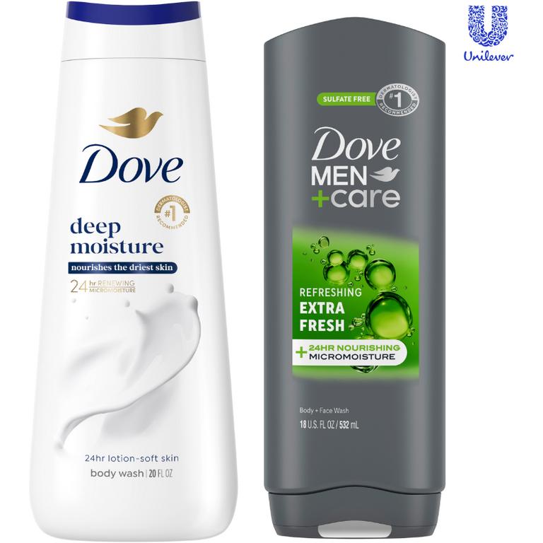 $8 off 2 on TWO (2) Dove 20oz, Dove Men + Care 18oz, and 4-bar