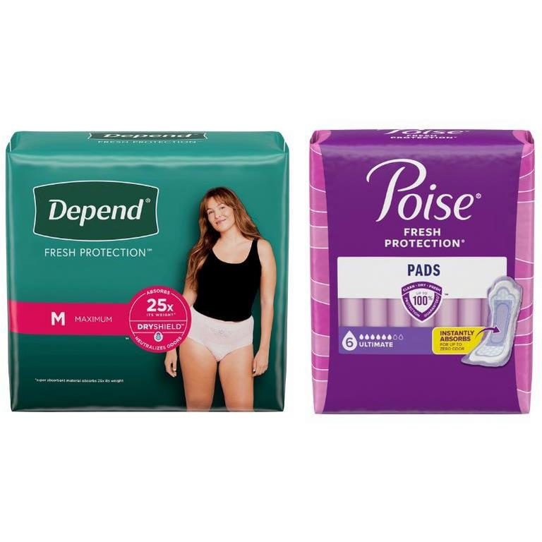 $2.50 off 1 on any ONE (1) pack of Poise® Pads (12 Ct+) or Liners (44Ct+) Product OR any Depend® Products (8 ct or larger). Not valid on One™ by Poise®, Poise® Impressa® products or 8-30 ct Poise® liners