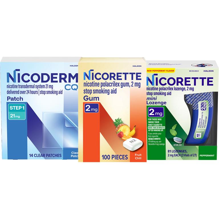 $15 off 1 on ONE (1) Nicorette 72ct or larger or NicoDerm CQ 14ct or larger