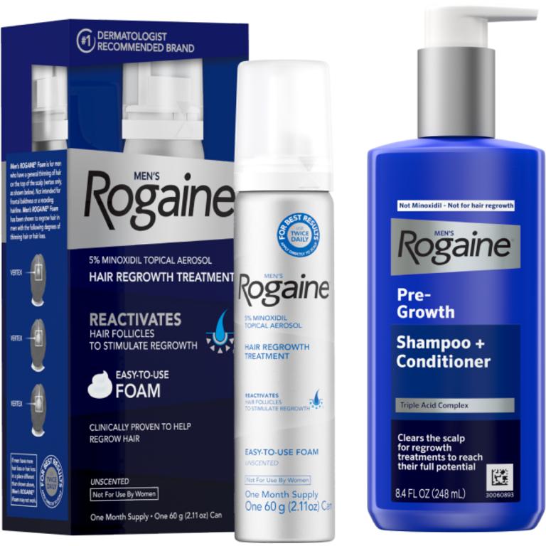 $5 off 1 on any ONE (1) Women’s or Men’s ROGAINE® with Minoxidil Hair Regrowth Product or 8.4oz Shampoo + Conditioner (excludes 4 count)