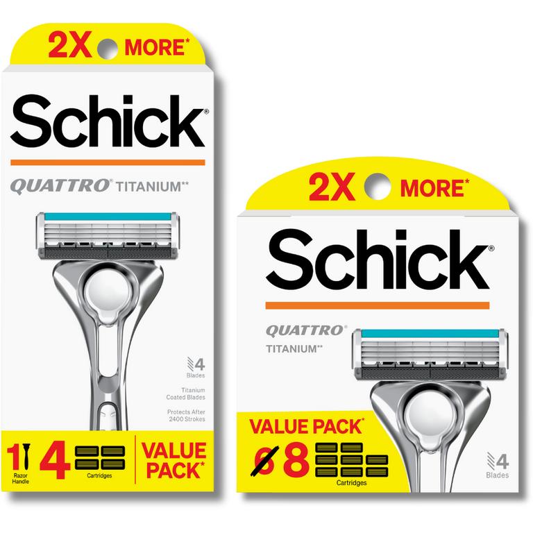$3 off 1 on ONE (1) Schick® Hydro® or Schick® Quattro® Titanium* Razor or Refill (excludes Schick® Disposables) *coated blades