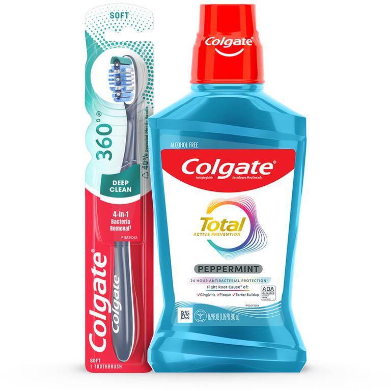 $4 off 2 On any TWO (2) Colgate 360°, Total, Gum Health, Expert or Optic White Manual Toothbrushes, Mouthwashes or Mouth Rinses (16oz or larger)
