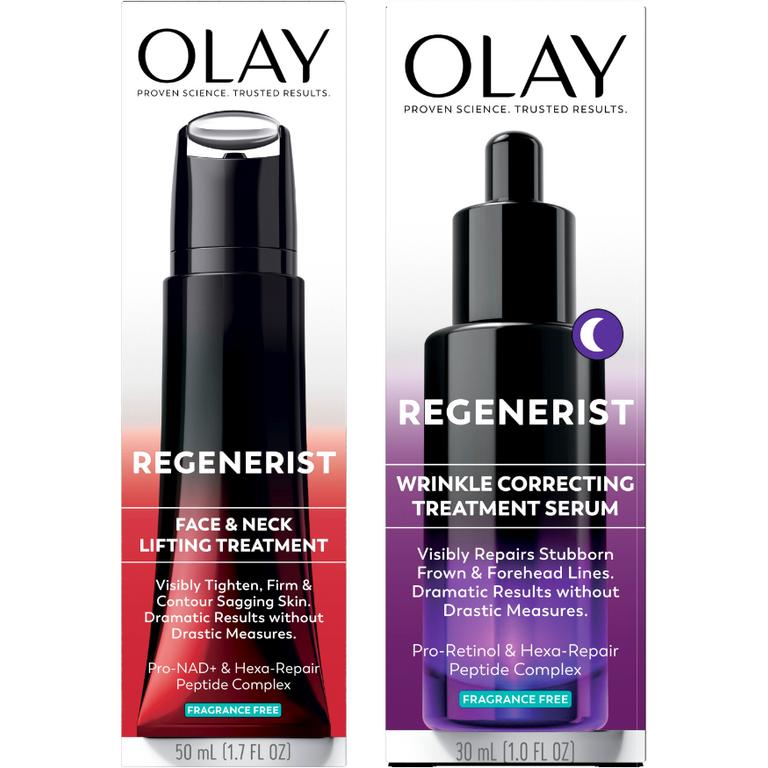 $8 off 1 ONE Olay Regenerist Resurfacing Peel Night Treatment, Wrinkle Correcting Night Treatment, Face & Neck Lifting Treatment or Eye Wrinkle Correcting Treatment.