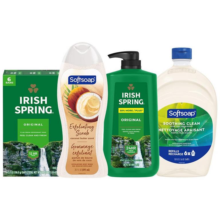 $4 off 2 On any TWO (2) Irish Spring or Softsoap Body Washes (20oz or larger), Irish Spring Bar Soap Multipacks (6ct or larger) or Softsoap Liquid Hand Soap Refills (50oz ONLY)