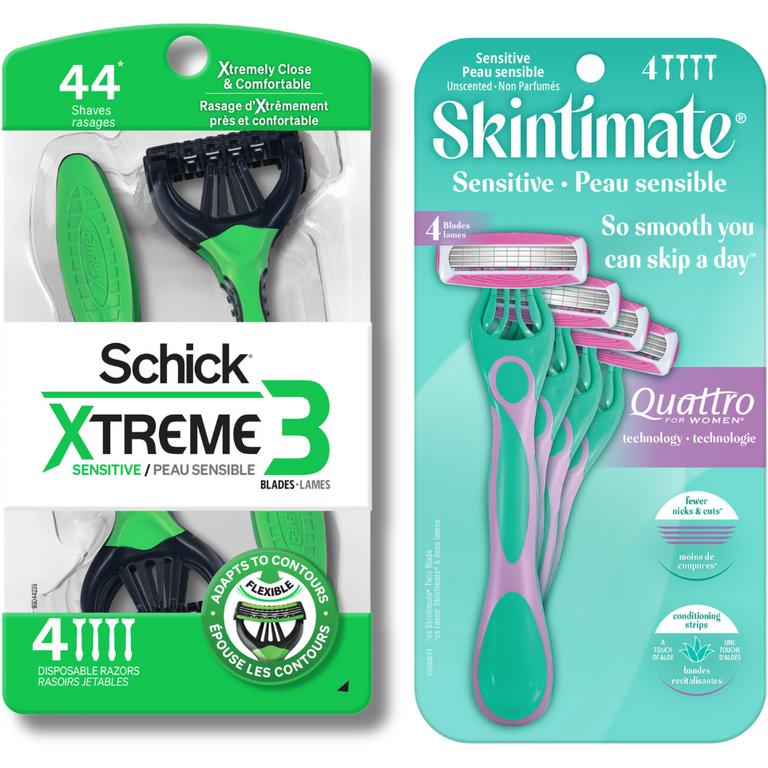 $3 off 1 on ONE (1) Schick® Men's or Women's or Skintimate® Disposable Razor Pack (excl. Schick® Xtreme® & Skintimate® 1 & 2 ct. Disposable & Hydro Silk® Touch Up)