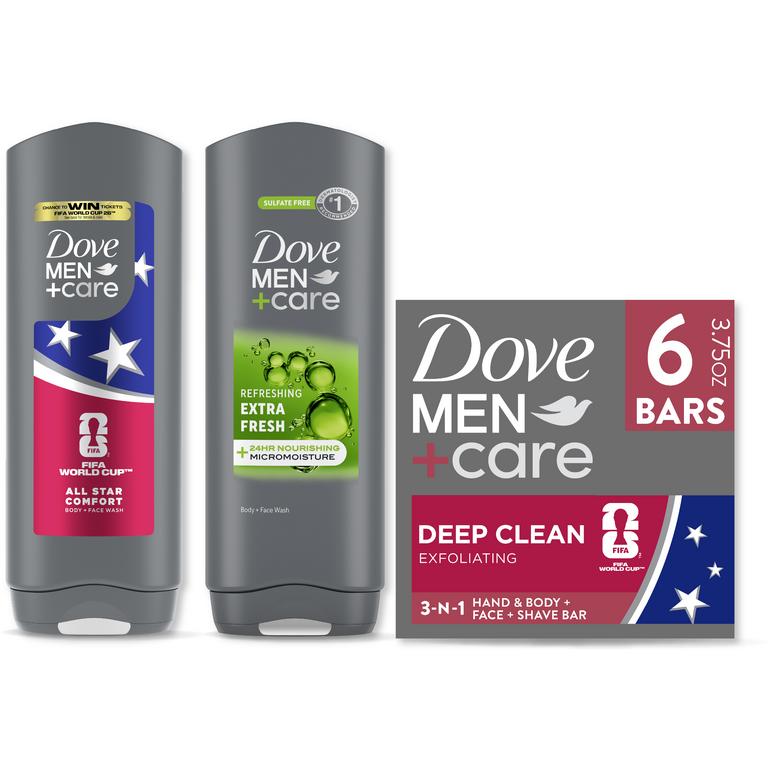 $4 off 2 on select TWO (2) Dove Men+Care Body Washes (18oz) and Bars (4-6ct) (excludes Plant Powered varieties, items and sizes not listed)